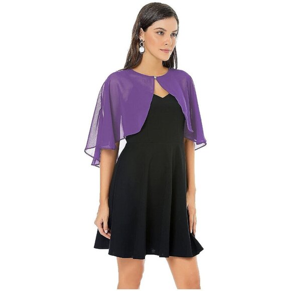 Womens Shawls and Wraps for Evening Dress Chiffon Purple - Picture 1 of 1